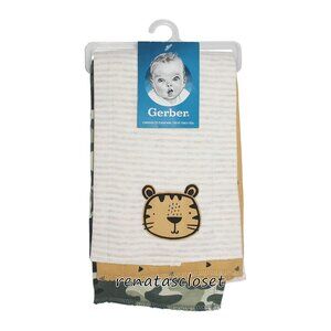 Gerber Baby's 3-pk Knit Tiger Burp Cloths Set NWT/NIP